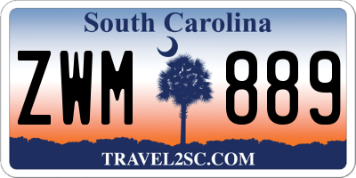SC license plate ZWM889
