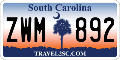 SC license plate ZWM892