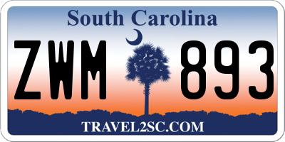 SC license plate ZWM893