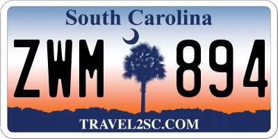SC license plate ZWM894