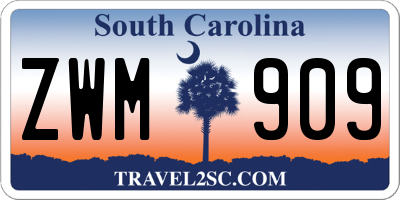 SC license plate ZWM909