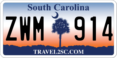 SC license plate ZWM914