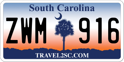 SC license plate ZWM916