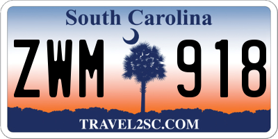 SC license plate ZWM918