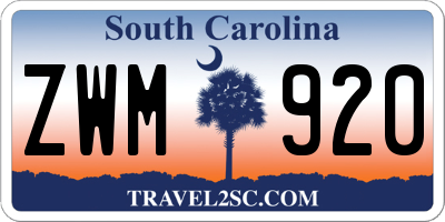 SC license plate ZWM920
