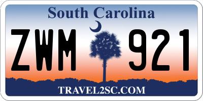 SC license plate ZWM921