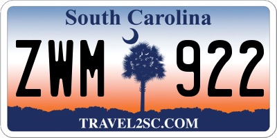 SC license plate ZWM922