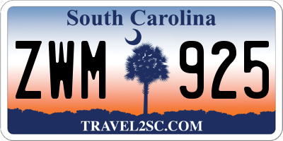 SC license plate ZWM925