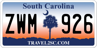 SC license plate ZWM926