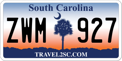 SC license plate ZWM927