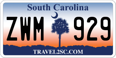 SC license plate ZWM929