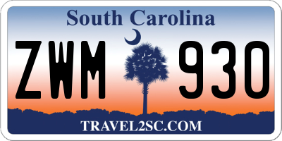SC license plate ZWM930
