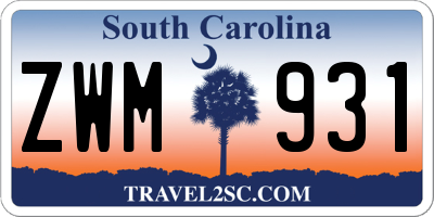 SC license plate ZWM931