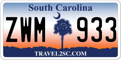 SC license plate ZWM933
