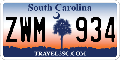 SC license plate ZWM934