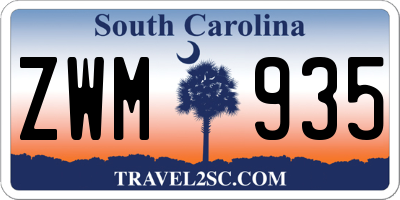 SC license plate ZWM935