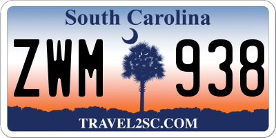 SC license plate ZWM938