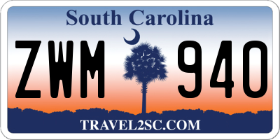 SC license plate ZWM940
