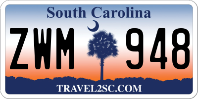 SC license plate ZWM948
