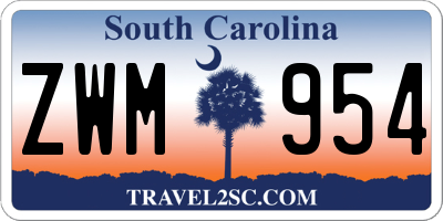 SC license plate ZWM954