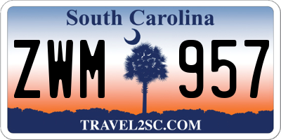 SC license plate ZWM957