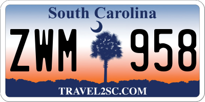 SC license plate ZWM958