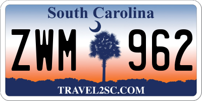 SC license plate ZWM962