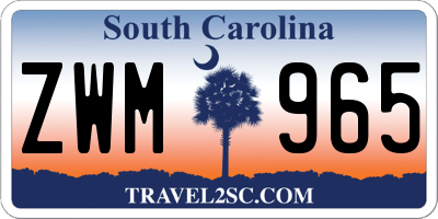 SC license plate ZWM965