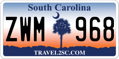 SC license plate ZWM968