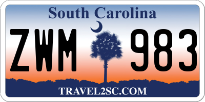 SC license plate ZWM983