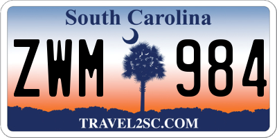 SC license plate ZWM984