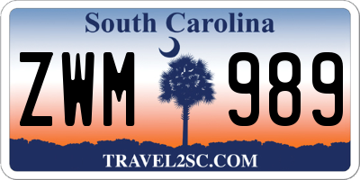 SC license plate ZWM989