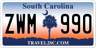 SC license plate ZWM990