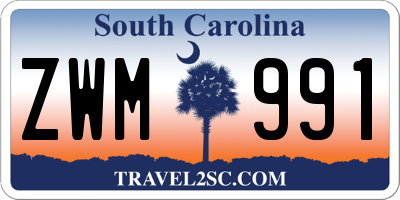 SC license plate ZWM991