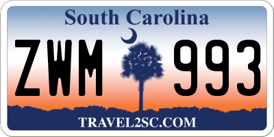 SC license plate ZWM993