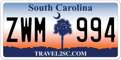 SC license plate ZWM994