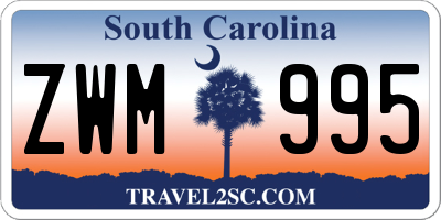 SC license plate ZWM995