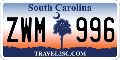 SC license plate ZWM996