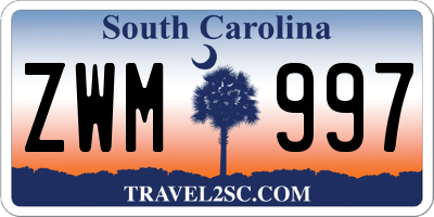 SC license plate ZWM997