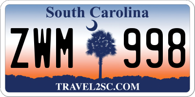 SC license plate ZWM998