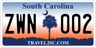 SC license plate ZWN002