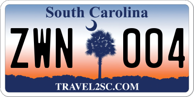 SC license plate ZWN004
