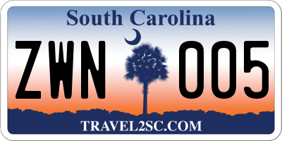 SC license plate ZWN005