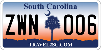 SC license plate ZWN006