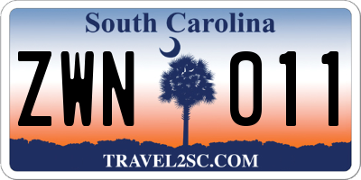 SC license plate ZWN011