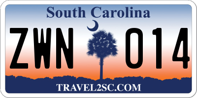 SC license plate ZWN014