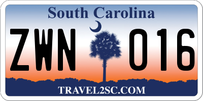 SC license plate ZWN016