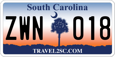 SC license plate ZWN018