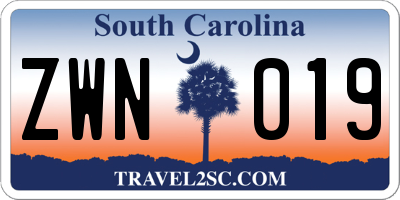 SC license plate ZWN019