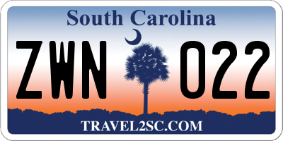 SC license plate ZWN022
